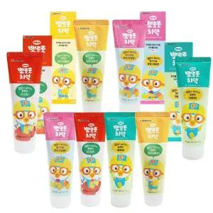 뽀로로 어린이치약 90g 10개 4가지향 유아 저불소 치약 어린이집 유치원