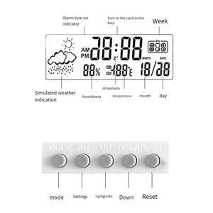 LCD 데스크탑 알람 시계 투명 달력 가전제품 표시 습도 스마트 디지털 날씨