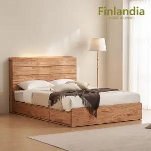 핀란디아 엘렌 원목 LED 서랍형 퀸침대Q