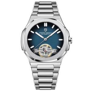 [미국배송] 롤스티미 파가니 디자인 남성용 시계 PD-YS025 남성 자동 스켈레톤 투어빌론 비즈니스 기계 무브먼트 스포티 사파이어 렌즈 스테인리스 스틸 브레이슬릿 42MM 케이스