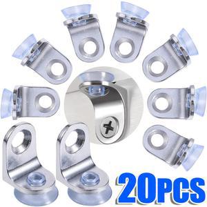 4 20PCS 흡입 컵이있는 직각 고정 브래킷 유리 선반 기본 지원 클립 클램프 파티션 보드 홀더 페그