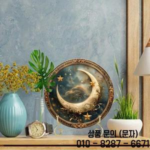 둥근 알루미늄 금속 장식 표지판 생생한 별과 달 테마의 화환 디자인 가정 카페 벽 적합