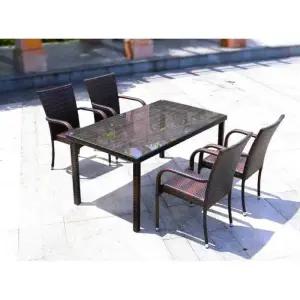 4인용 야외 발코니 라탄테이블세트 원형 라탄 의자