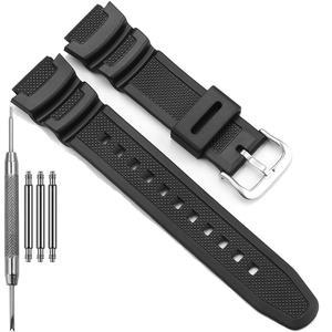 [미국배송] 카시오 AE1000W AE1200WH F108WH W218H W219H W800HG MRW200H 방수 고무 시계 밴드 스트랩과 호환되는 천연 수지