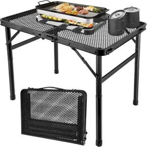 야외 바비큐를 위한 2x1.3피트 접이식 캠핑 테이블 그릴 메쉬 데스크가 있는 금속 휴대용 스탠드 높이 조절