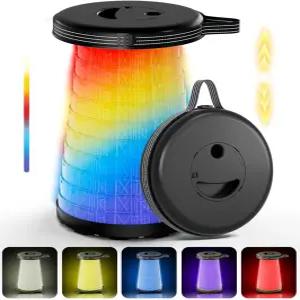 조명이 있는 접이식 캠핑 의자 5가지 색상 3가지 모드 최대 400파운드 및 조절 가능한 높이 10단계 낚시