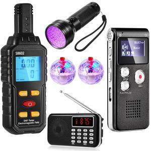 [미국배송] 던지 6개 유령 사냥 장비 키트 전자기 초정상 방사선 탐지기 1개 포함 8GB EVP 디지털 레코더 휴대용 라디오 UV 손전등 2개 LED 조명 고양이