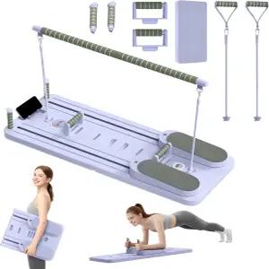 필라테스 보드 - 홈 운동을 위한 업그레이드된 접이식 리포머 세트 다기능 휴대용 머신