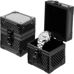 남성용 도벤 럭셔리 시계 케이스 푹신한 인테리어의 카본 파이버 하드 상자 싱글 스토리지 정리함 수집가용