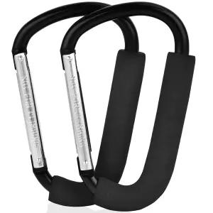 유모차 후크 2팩 6.3인치 대형 클립 기저귀 가방 걸이 및 쇼핑용 엄마용 범용 액세서리 카라비너 헤비 듀티