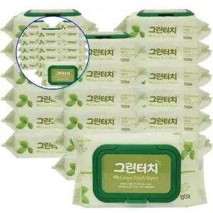 쌍문상회 그린터치 물티슈 100매 캡형 - 30개입 두꺼운물티슈