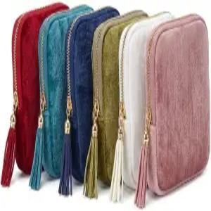 작은 여행용 주얼리 케이스 부드러운 벨벳 정리 파우치 뱅글 팔찌 큰 귀걸이 구슬 목걸이 긁힘 방지 및