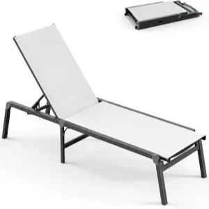 벡스왈스 접이식 라운지 의자 야외 5포지션 리클라이너가 있는 알루미늄 풀 - 조립 없음 파티오 체이스