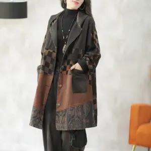 솔저스여성 빅사이즈 데님 트렌치코트 가을 후드 빈티지 프린트 코트 OPH3