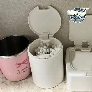 [콩심팥심]세련된 원형 화장솜 면봉 정리함 활용도 높은