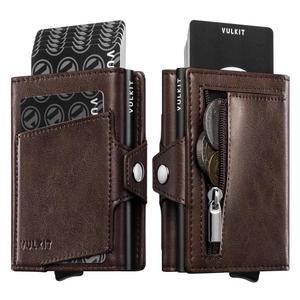 [미국배송] 팝업 카드 홀더가 있는 남성용 VULKIT 지갑 10-12 카드 ID 창이 트리플 RFID 차단 신용 지갑 캐시 슬롯 지퍼 코인 포켓 미니멀리스트 스마트 컴팩트 메탈 알루미늄 케이스