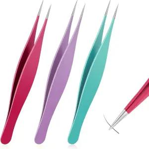 3개의 포인트 핀셋 잉그로우 헤어 정밀 코 바늘 파인 팁 스테인리스 스틸 블랙헤드 제거기 얼굴 머리 눈썹
