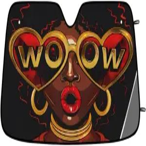 쿨 아프리카계 미국인 여성 윈드실드 선쉐이드 폴더블 자동차 차단 자외선 선바이저 전면 윈도우 프로텍터