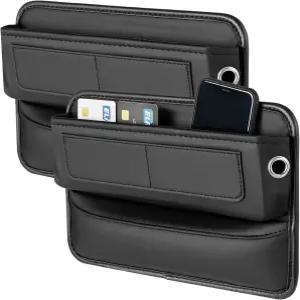 2Pcs 카시트 갭 필러 정리함 유니버설 프리미엄 가죽 앞좌석 사이드 자동차용 트럭용 멀티 포켓 디자인