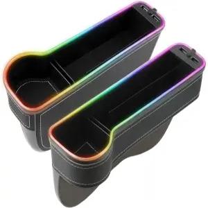 USB 고속 충전기 카시트 포켓이 있는 컵 홀더가 OBVADE 2팩 갭 정리함 다기능 시트