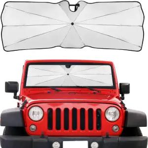 랭글러 JK JKU와 호환되는 윈드실드 쉐이드 우산 조이투투스 커스텀 핏 블록 광선 바이저 프로텍터 접이식