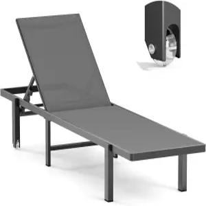 바퀴가 달린 시오케아 알루미늄 체이스 라운지 의자 야외 조절 가능한 5자세 리클라이너가 있는 파티오