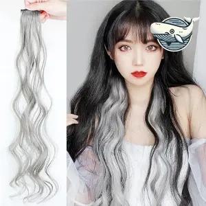 [콩심팥심]여성용 웨이브 헤어 컬러 헤어피스 붙임머리