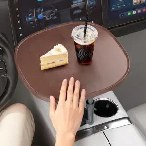 360 회전이 가능한 노트북용 카 데스크 높이 조절 트레이 테이블 나무 자동차 마운트 및 컵 홀더 대부분의