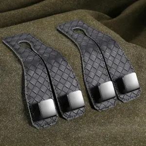 2팩 카시트 헤드레스트 후크 지갑 및 가방용 나파 가죽 카 뒷좌석 행거 이중 아연 합금 있는 직조