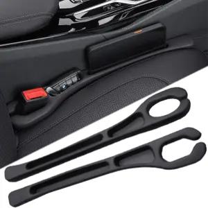 카시트 갭 필러 스트립 2팩 듀얼 스토리지 및 안전벨트 슬롯이 있는 노드롭 사이드 정리함 유니버설 핏으로