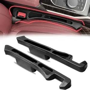 2PCS 카시트 갭 필러 정리함 휴대폰 홀더가 장착된 카사이드 시트 콘솔 사이의 스토퍼로 핏 자동차 SUV