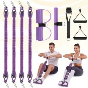 핸들이 있는 풋 페달 저항 밴드 업그레이드 복부 허리 팔 코어/ABS 다리 운동을 위한 튜브 조절 가능한 4개