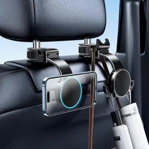 자석 휴대폰 홀더가 있는 카시트 백용 DICMKY 1팩 헤드레스트 후크 지갑 및 가방용 다기능 핸드백 식료품