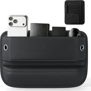 선바이저 정리함이 있는 카시트 갭 필러 휴대폰 카드 열쇠 및 선글라스용 가죽 시트 대부분의 자동차 SUV