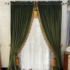레트로 그린 커피골드 골드 커피 장식술 커튼 마일드 믹스 천 원단만 술 블루 보석 꽃