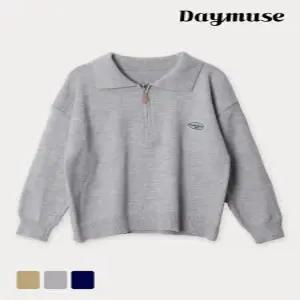 [모어오브](N) 티티 아노락 니트 카라 반집업 긴팔 스웨터 탑