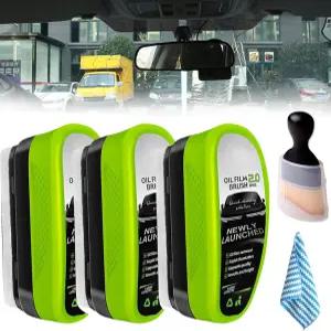 3PACK 업그레이드 2.0 클리어 비전 유리 클리너 자동차 창문용 오일 필름 클리닝 브러시 앞유리 도구 범용