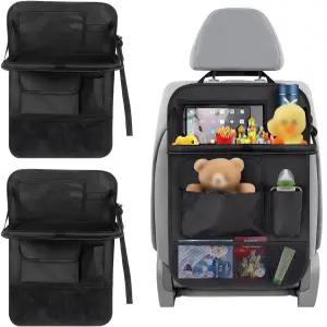 딘 2PCS 자동차 뒷좌석 정리함 태블릿 홀더가 있는 방수 실용적인 보호대 접이식 테이블 트레이가 6개의