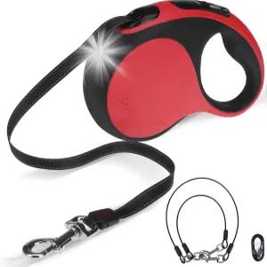 반사 와이어 로프가 있는 두 마리의 개를 위한 가볍고 360 엉킴 없는 이중 목줄 중소형 산책을 씹힘 방지