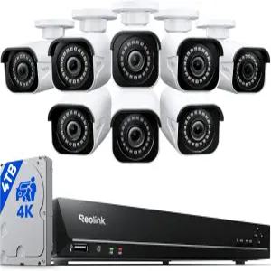 REOLINK 4K 카메라 시스템 개인 차량 감지 기능이 있는 RLK16-800B8 8pcs H.265 PoE 유선 4TB HDD가 장착된