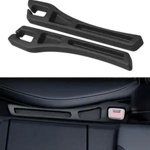 카시트 갭 필러 정리함 시트와 콘솔 사이에 수납 슬롯이 있는 2PCS 다기능 차량 충전 블로커 낙하 방지