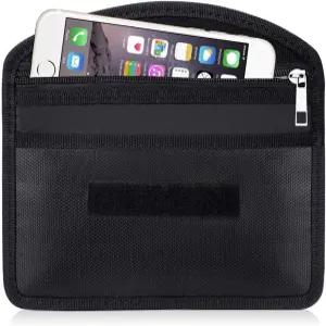 지퍼가 달린 방화 패러데이 가방 추적 방지 EMF GPS RFID 자동차 키 신호 차단 지갑 보호 파우치 케이스