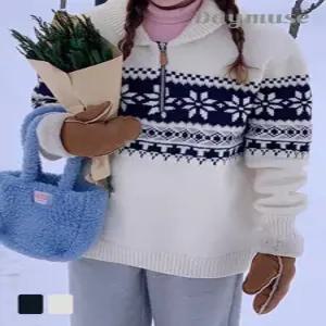 [모어오브]하모니 노르딕 니트 아노락 스웨터 긴팔  탑