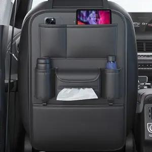 투메코스 자동차 뒷좌석 보관 가방 티슈 박스가 있는 시트 등받이 정리함 다기능 킥 매트 보호 커버 패드