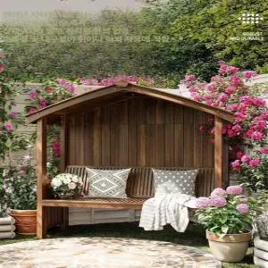 미니정자 마당 정원 테라스 오두막 펜션 평상 로드리 브라운