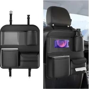 노크미디 자동차 뒷좌석 정리함 4개의 수납 포켓 차량 보호대 킥 매트 터치 스크린 태블릿 홀더 여행용