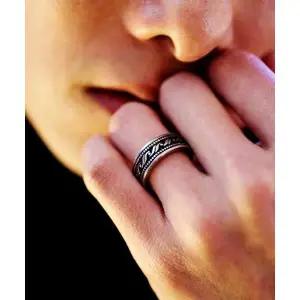 매장정품 SCALETTOBLACK B014 [써지컬스틸] 심플앤틱패턴 반지