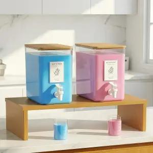 롤데스 세탁 세제 디스펜서 세트 및 섬유 유연제용 액체 비누 세탁실 정리용 스탠드가 있는 101온스 리필