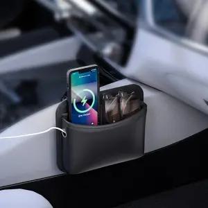 카시트 사이드 포켓 정리함 열쇠 휴대폰 선글라스 등록 및 문서용 PU 가죽 오토 도어 콘솔 미니 수납