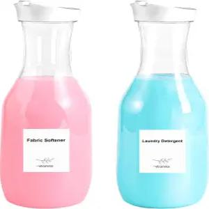 VEGEVIGI의 54온스 세탁 세제 디스펜서 비누 액체 용기 정리함 플라스틱 섬유 유연제 분말 2PACK